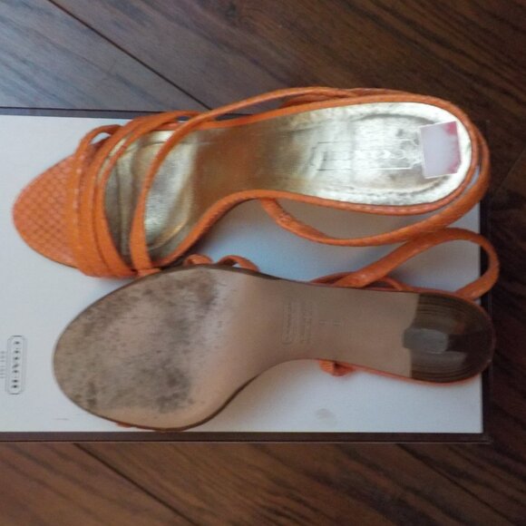 Like New Coach Sandals in Tangerine printed Python Leather SZ 8B - Picture 11 of 13